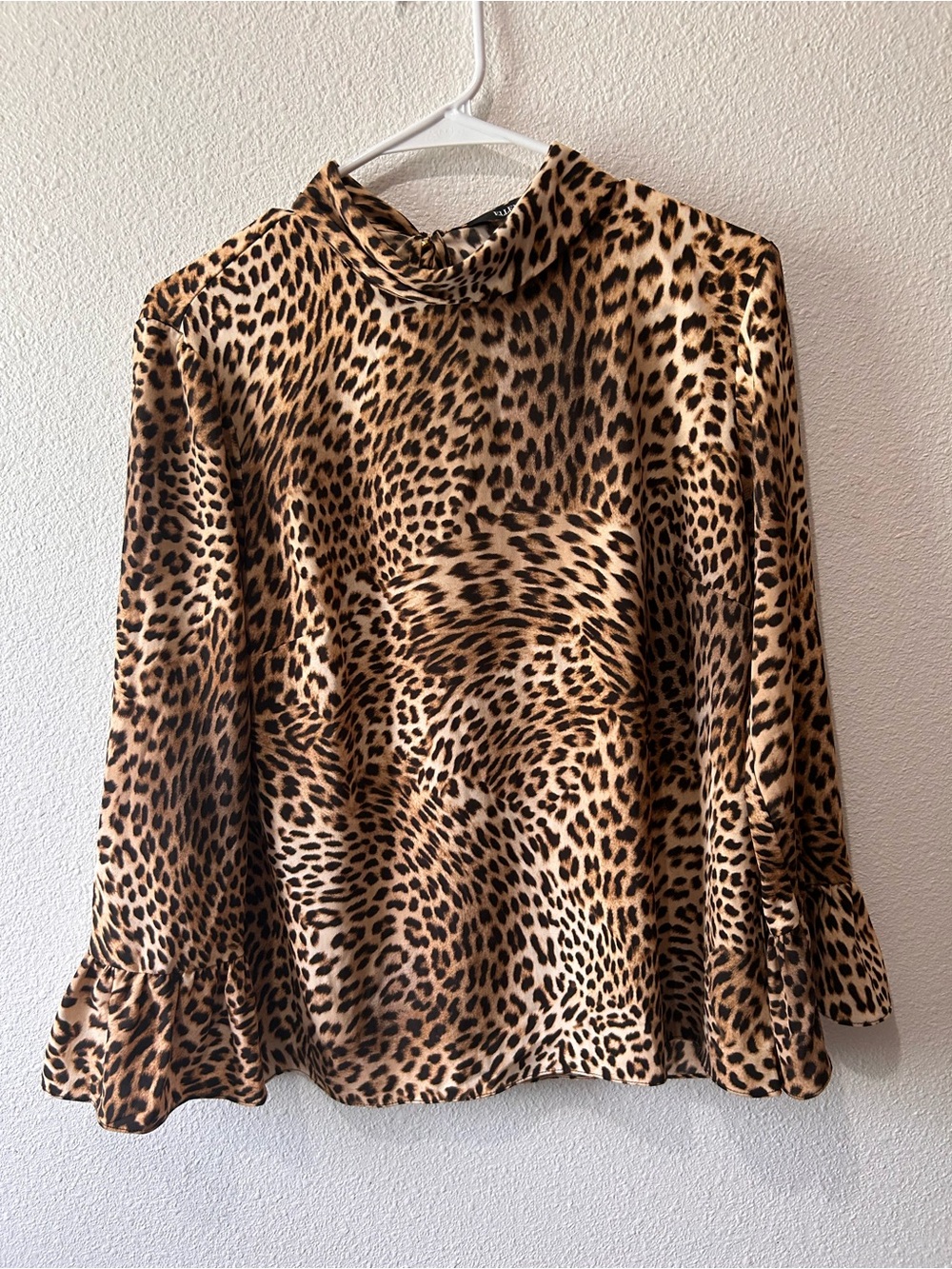 Leopard Print Mock Neck Long Sleeve Top